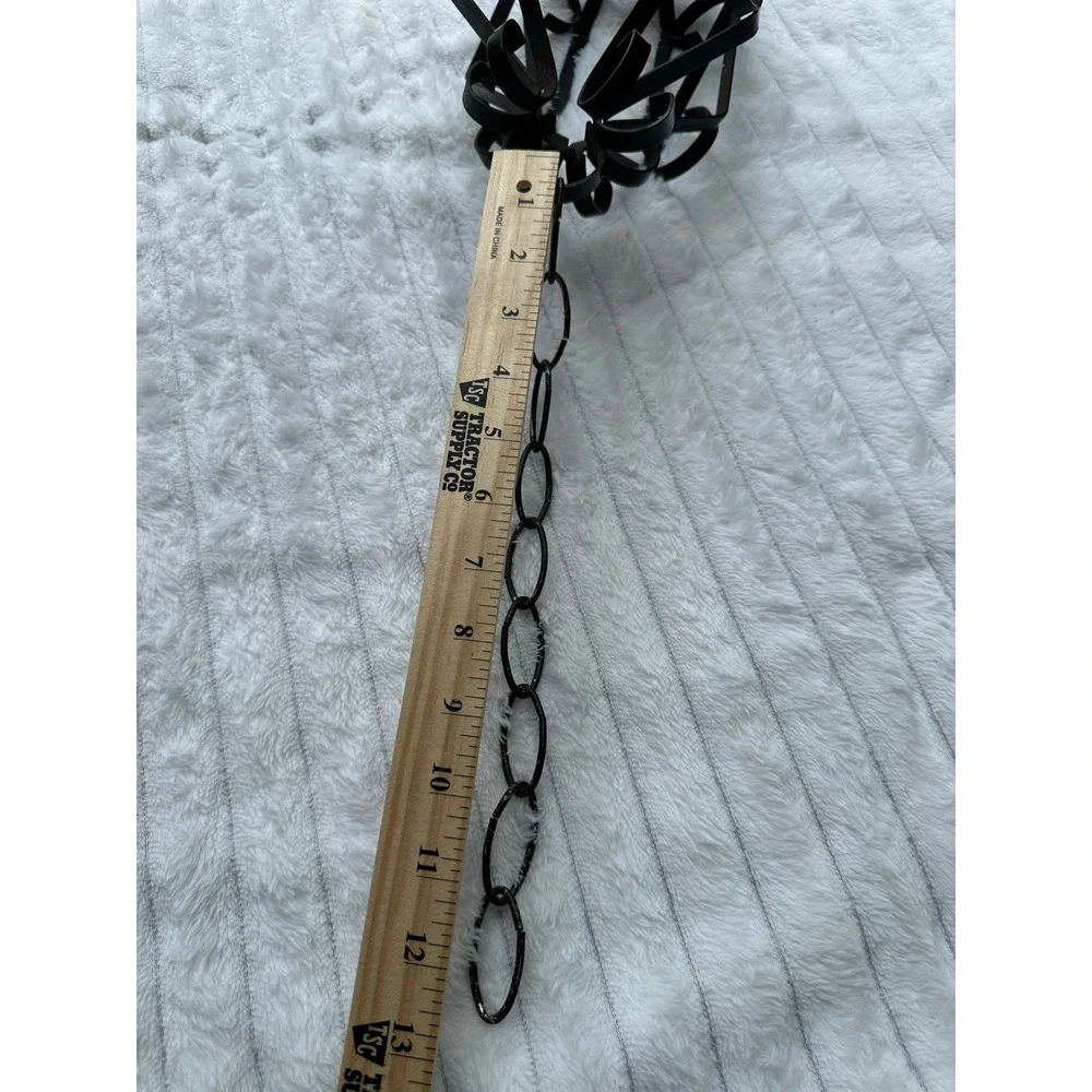 Vintage Black Wrought Iron Hanging Scroll Candle Lantern Gothic Decor 10 inch